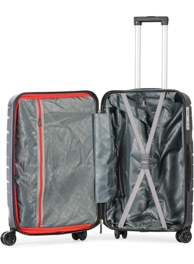 Complete 5-Piece Unbreakable PP Luggage Set - Ultra-Durable Polypropylene Trolley Bags - Sizes: 12", 14", 20", 24", 28" - High-Impact Resistant - Black - Image 3